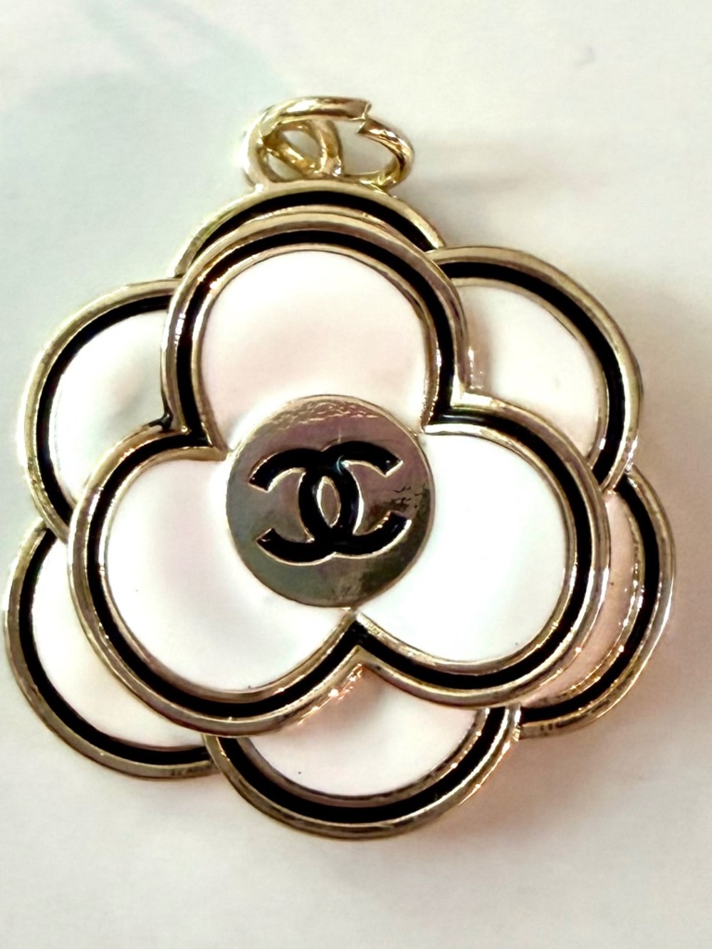 Chanel CC White Camellia Flower Zipper Pull Charm